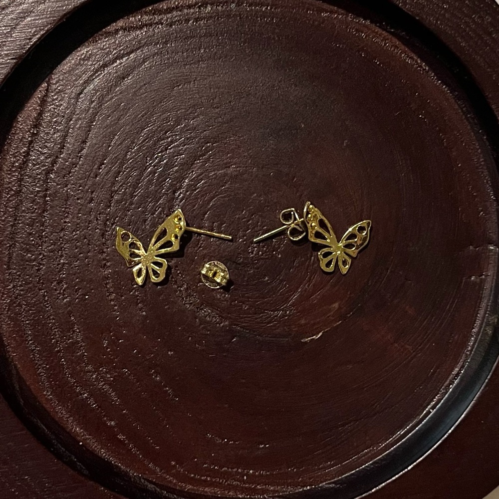 Gold Butterfly Stud Earrings
